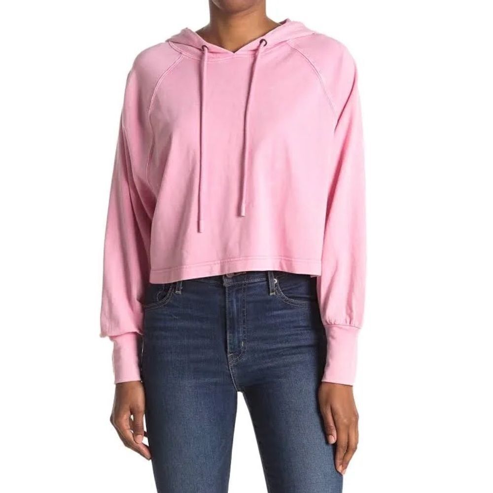 Elodie Women’s Pink Cropped Sweatshirt Hoodie Size Small